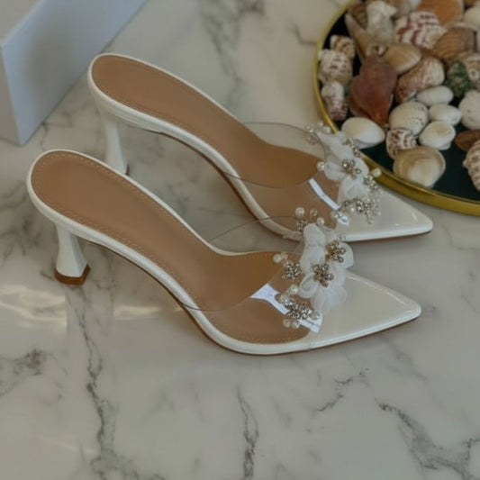 Majestic Blossom Transparent Mules
